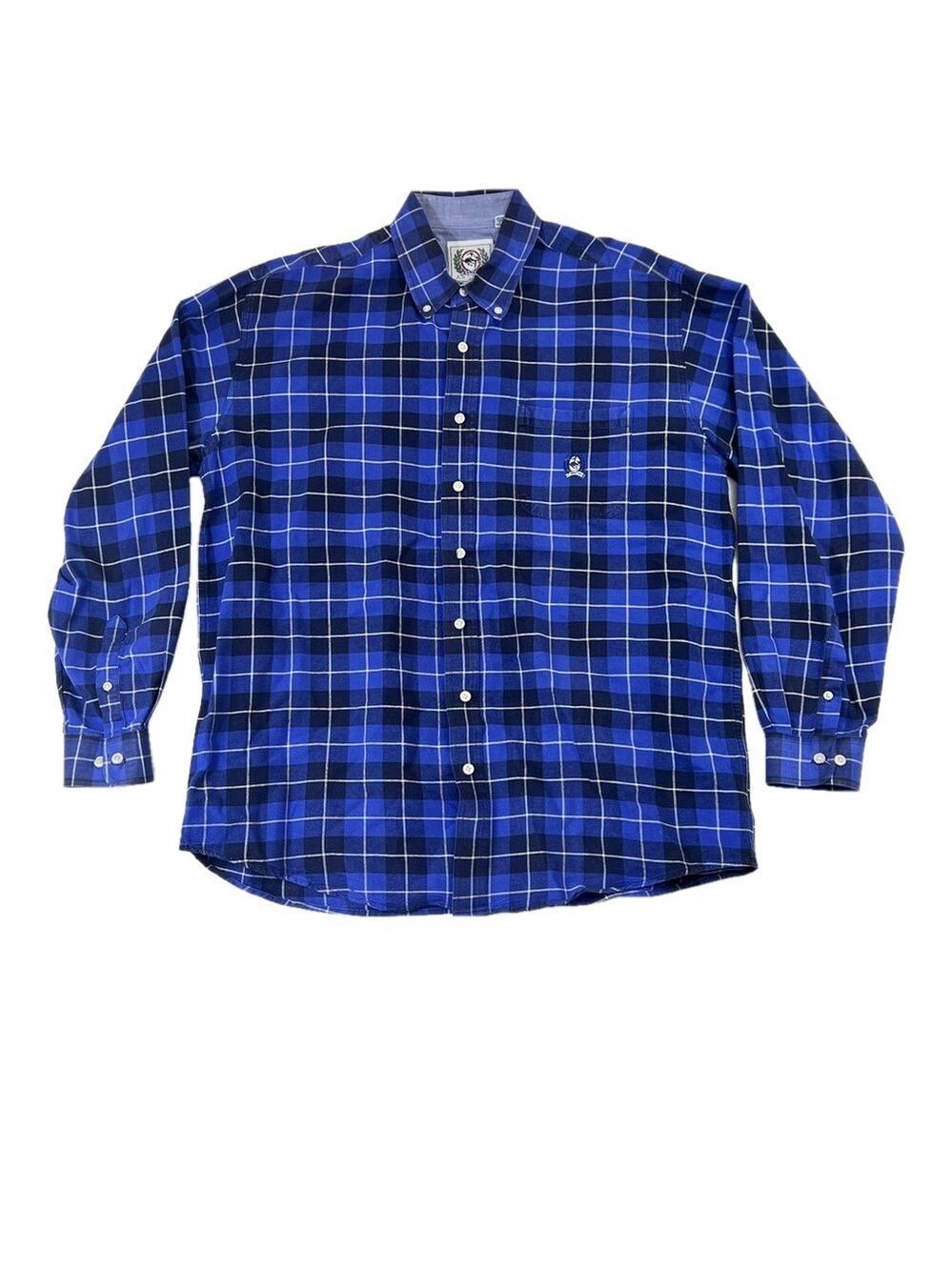 Cinch Western Shirt Men's Size Large Blue/Black Plaid Long Sleeve Button Down